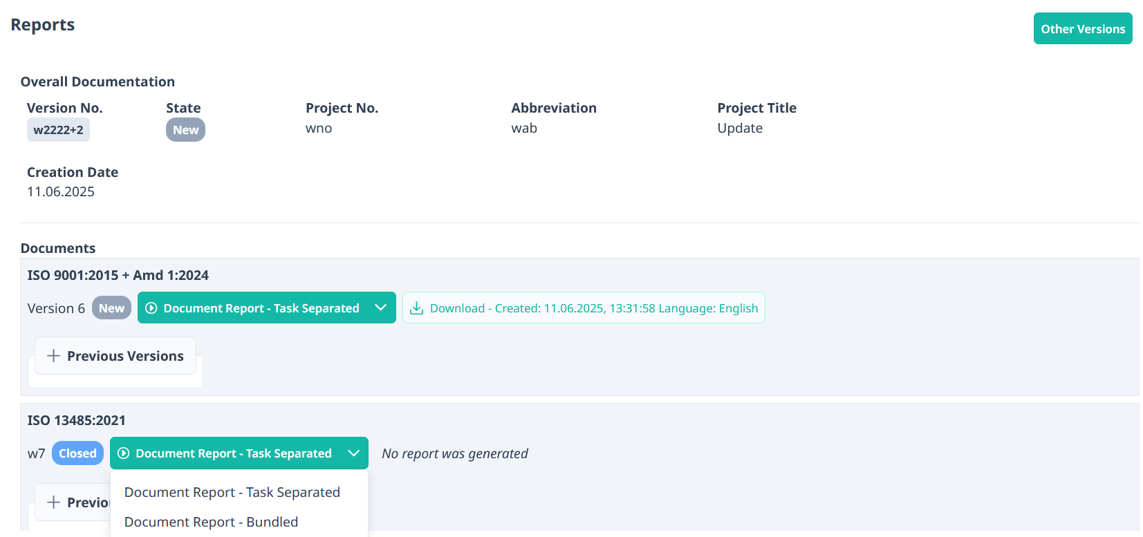 Screenshot showing the overview page described above