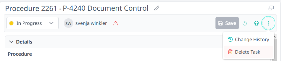 Delete created tasks
